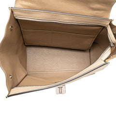 Medium Drummed Calfskin and Suede Trapeze Satchel