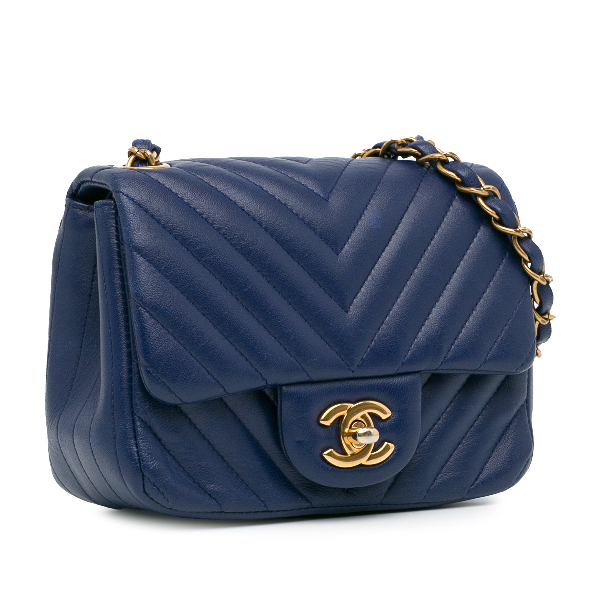 Mini Square Classic Chevron Lambskin Single Flap_1