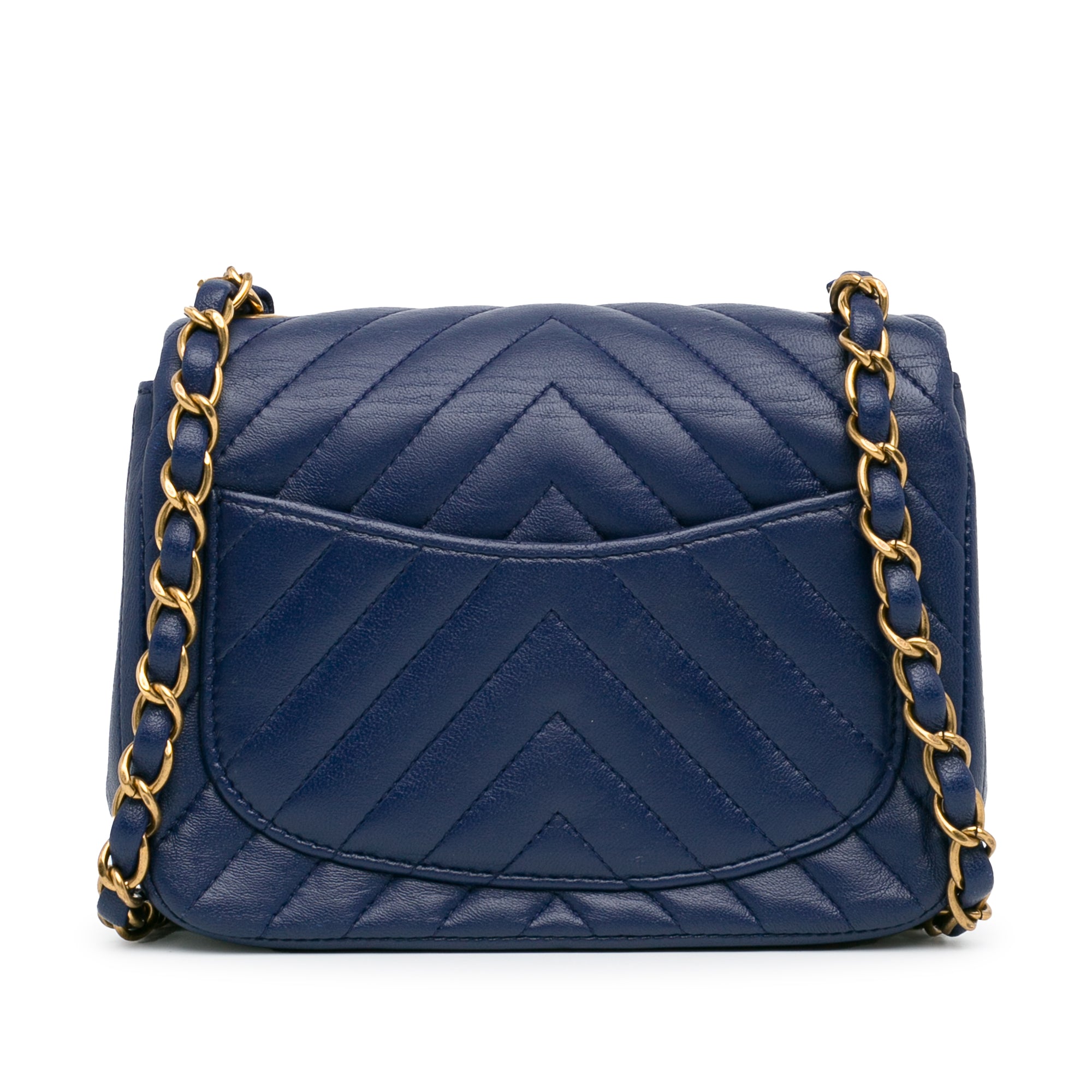 Mini Square Classic Chevron Lambskin Single Flap_3