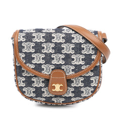 Mini Triomphe Embroidered Canvas Besace Crossbody