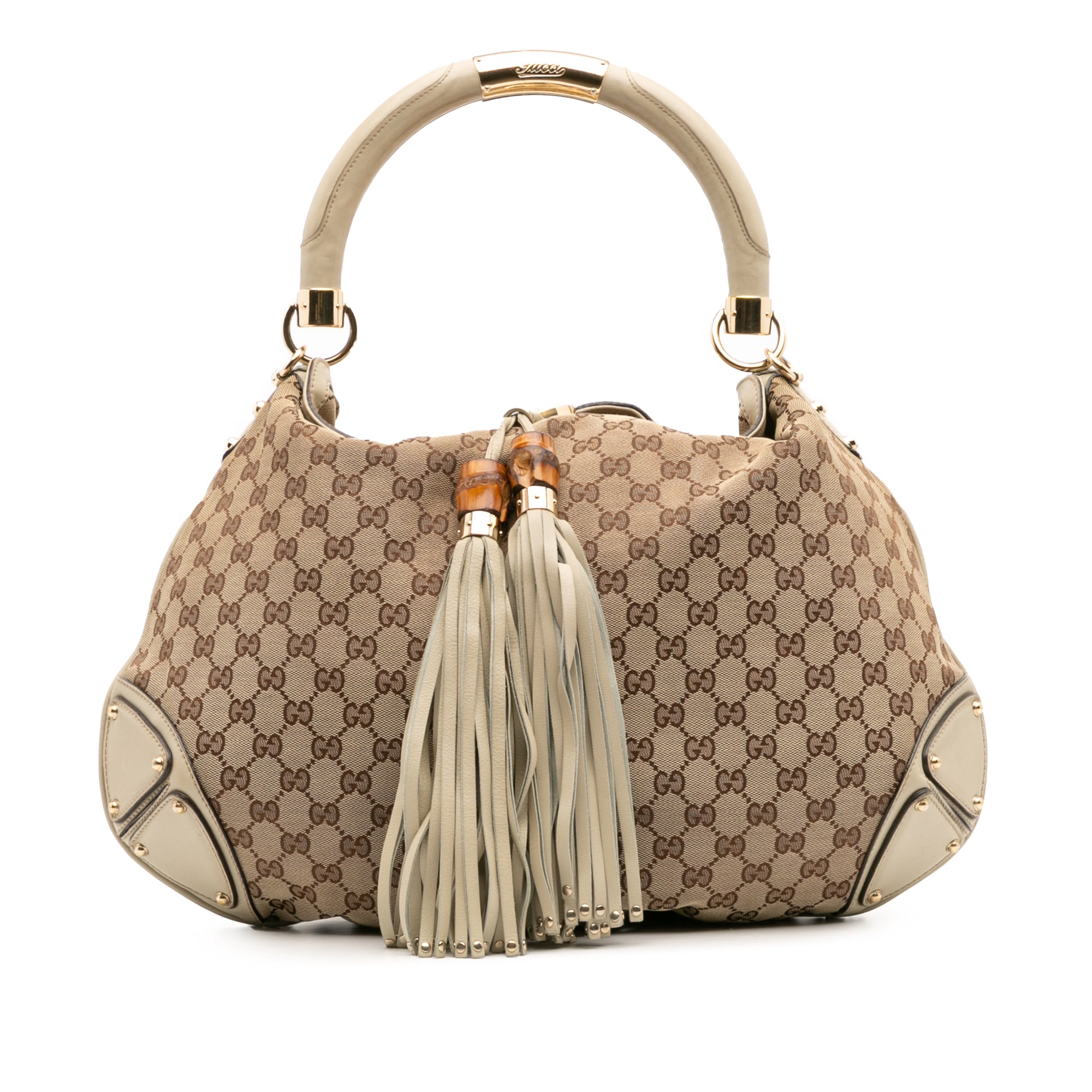 Large GG Canvas Bamboo Indy Hobo