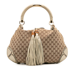 Large GG Canvas Bamboo Indy Hobo