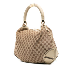 Large GG Canvas Bamboo Indy Hobo