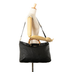 Large Calfskin Bamboo Shopper Satchel