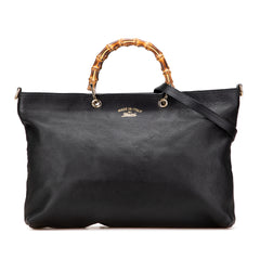 Large Calfskin Bamboo Shopper Satchel