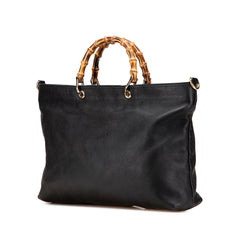 Large Calfskin Bamboo Shopper Satchel