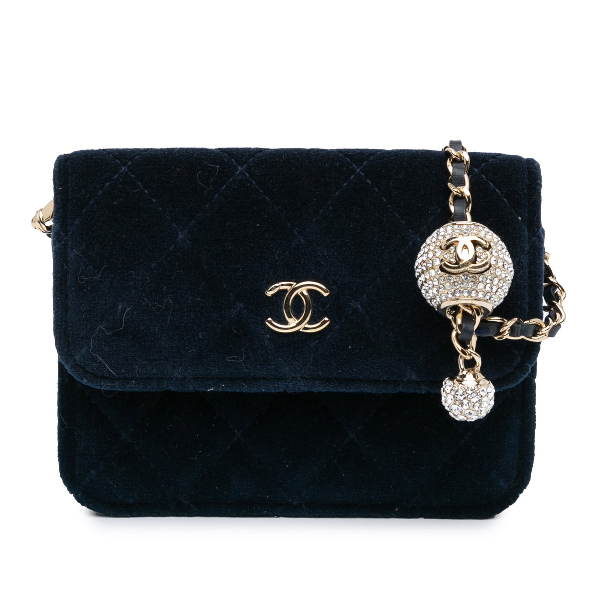 Mini Velvet Pearl Crush Clutch With Chain