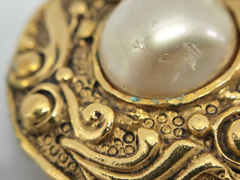 Chanel Vintage CC Round Button Clip-On Earrings Metal