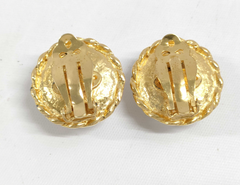 Chanel Vintage Round Clip-On Earrings Metal with Faux Pearl