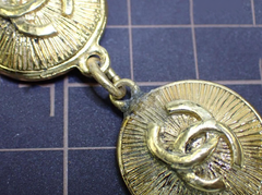 Chanel CC Chain Detail Cuff Bracelet Metal with Leather