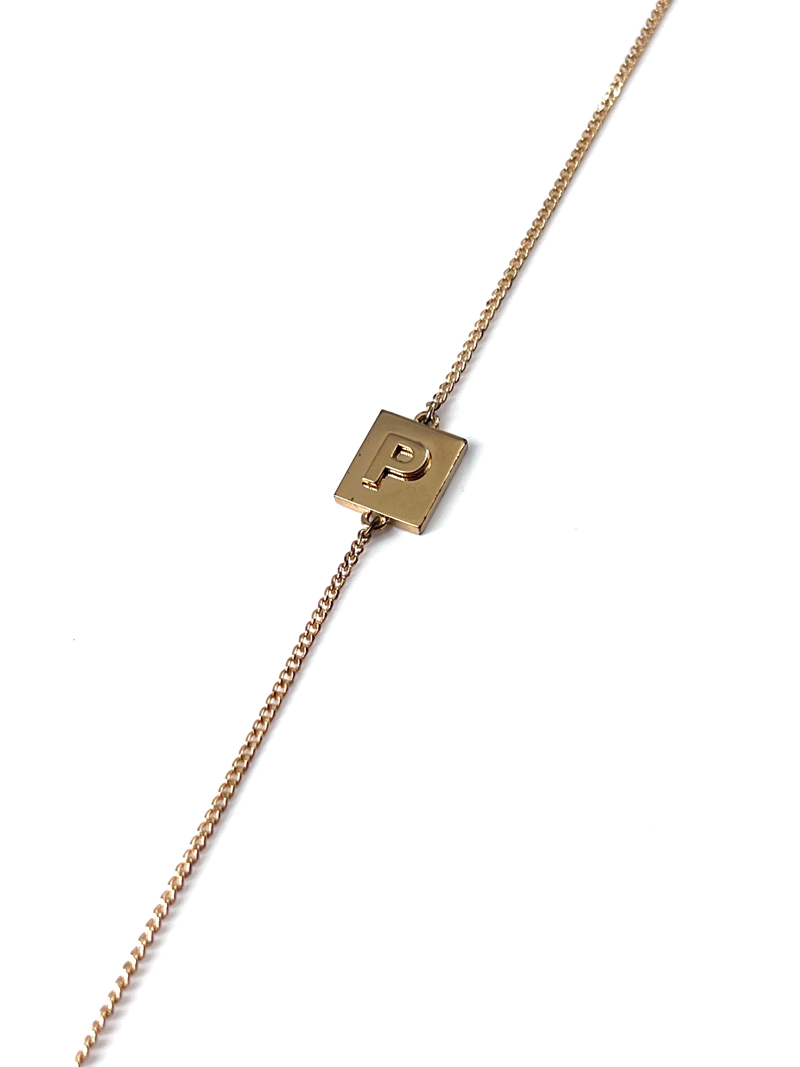 Celine Vintage Triomphe Logo Charms Bracelet Metal with Resin and Crystals