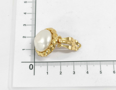 Chanel Vintage Round Clip-On Earrings Metal with Faux Pearl