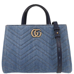 Gucci Pearly GG Marmont Tote Matelasse Denim