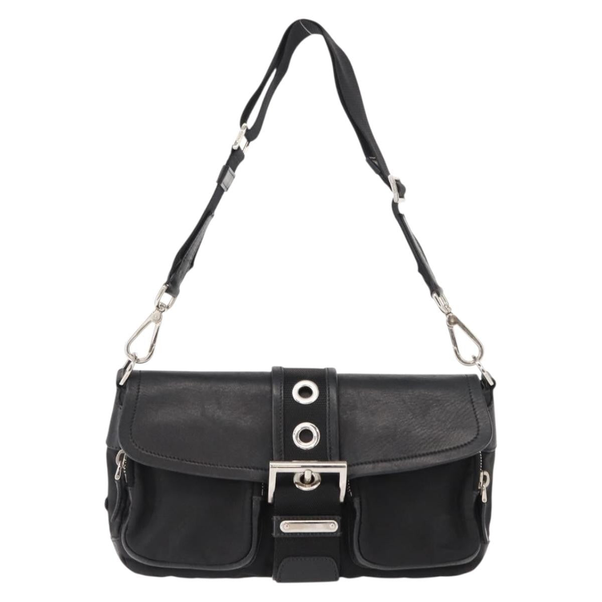 Prada Double Pocket Buckle Flap Bag Tessuto with Leather