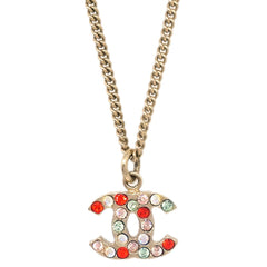 Chanel Rainbow CC Pendant Necklace Metal and Crystals