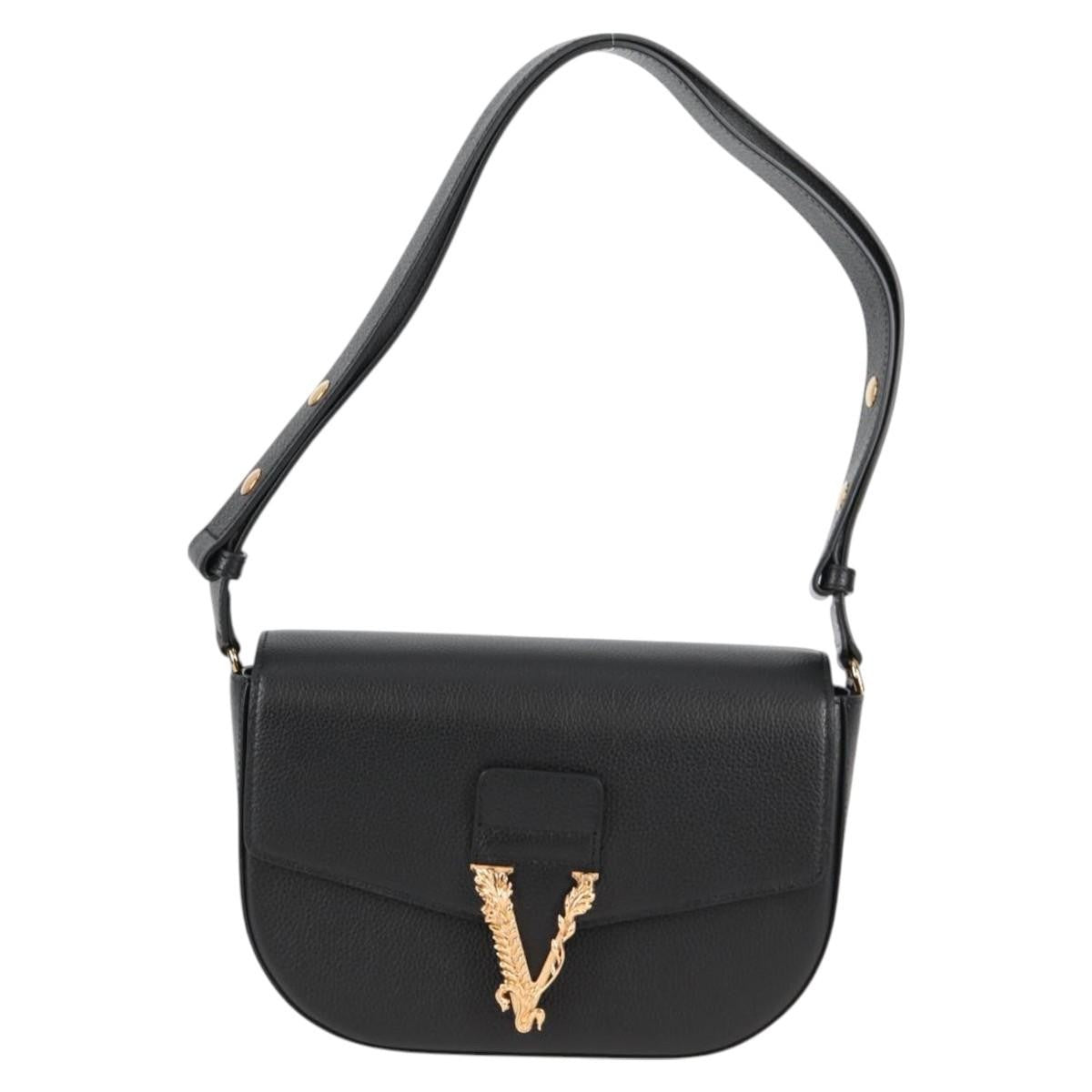 Versace Virtus Flap Messenger Bag Leather