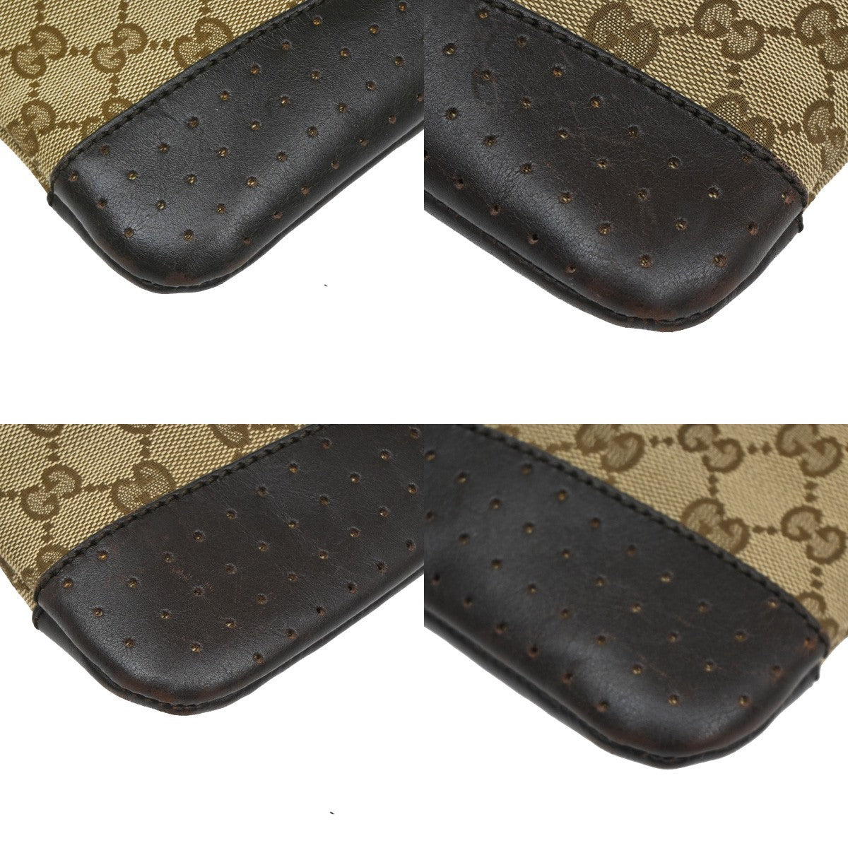 Gucci Zip Messenger Bag GG Canvas with Perforated Leather