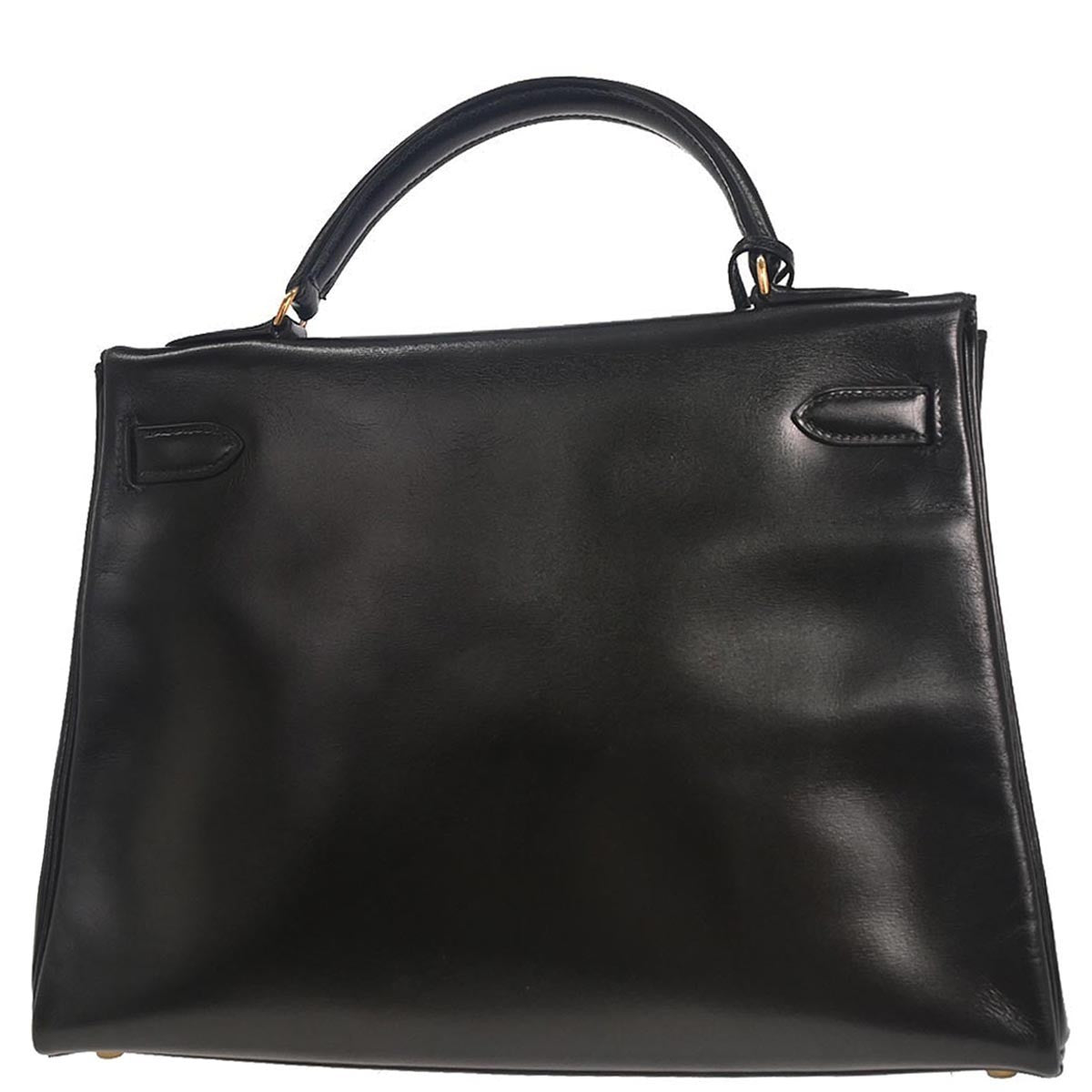 Hermes Kelly Handbag Black Box Calf with Gold Hardware
