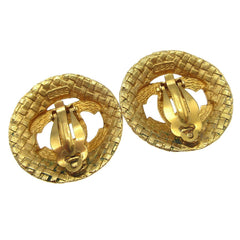Chanel Vintage CC Round Cutout Clip-On Earrings Metal