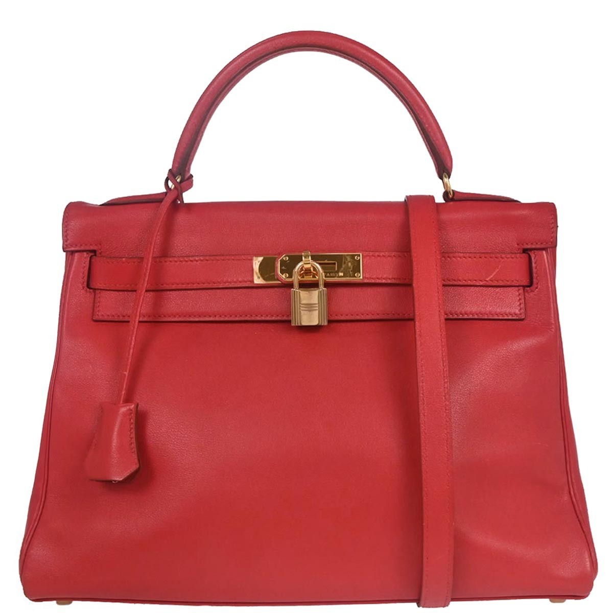 Hermes Kelly Handbag Red Gulliver with Gold Hardware