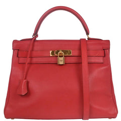 Hermes Kelly Handbag Red Gulliver with Gold Hardware