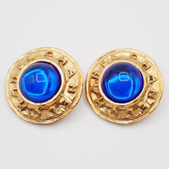 Chanel Vintage Round Clip-On Earrings Metal with Faux Pearl