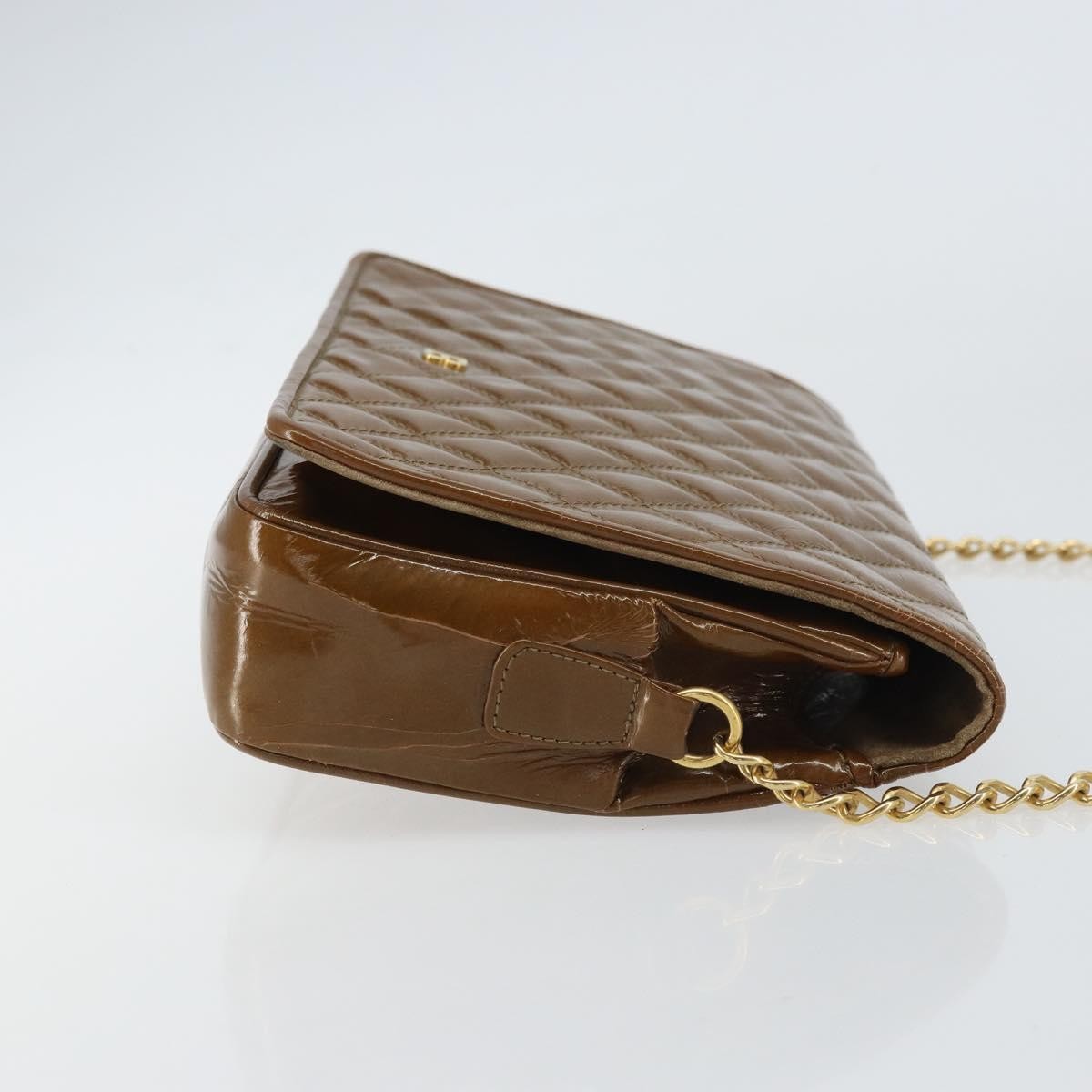 Bally Vintage Chain Shoulder Bag Quilted Patent leather