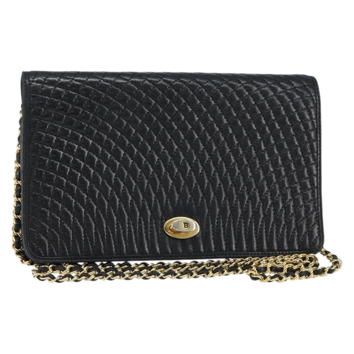 Bally Vintage Chain Shoulder Bag Quilted Leather