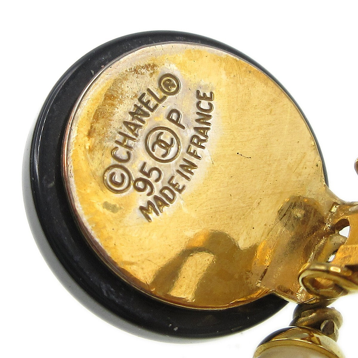 Chanel CC Dangle Earrings Metal with Faux Pearl