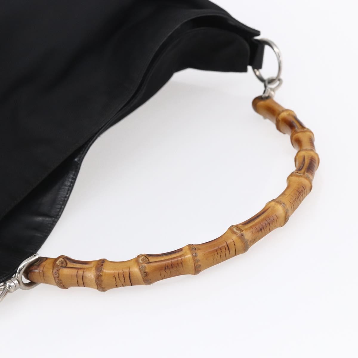 Gucci Vintage Bamboo Handle Open Hobo Nylon