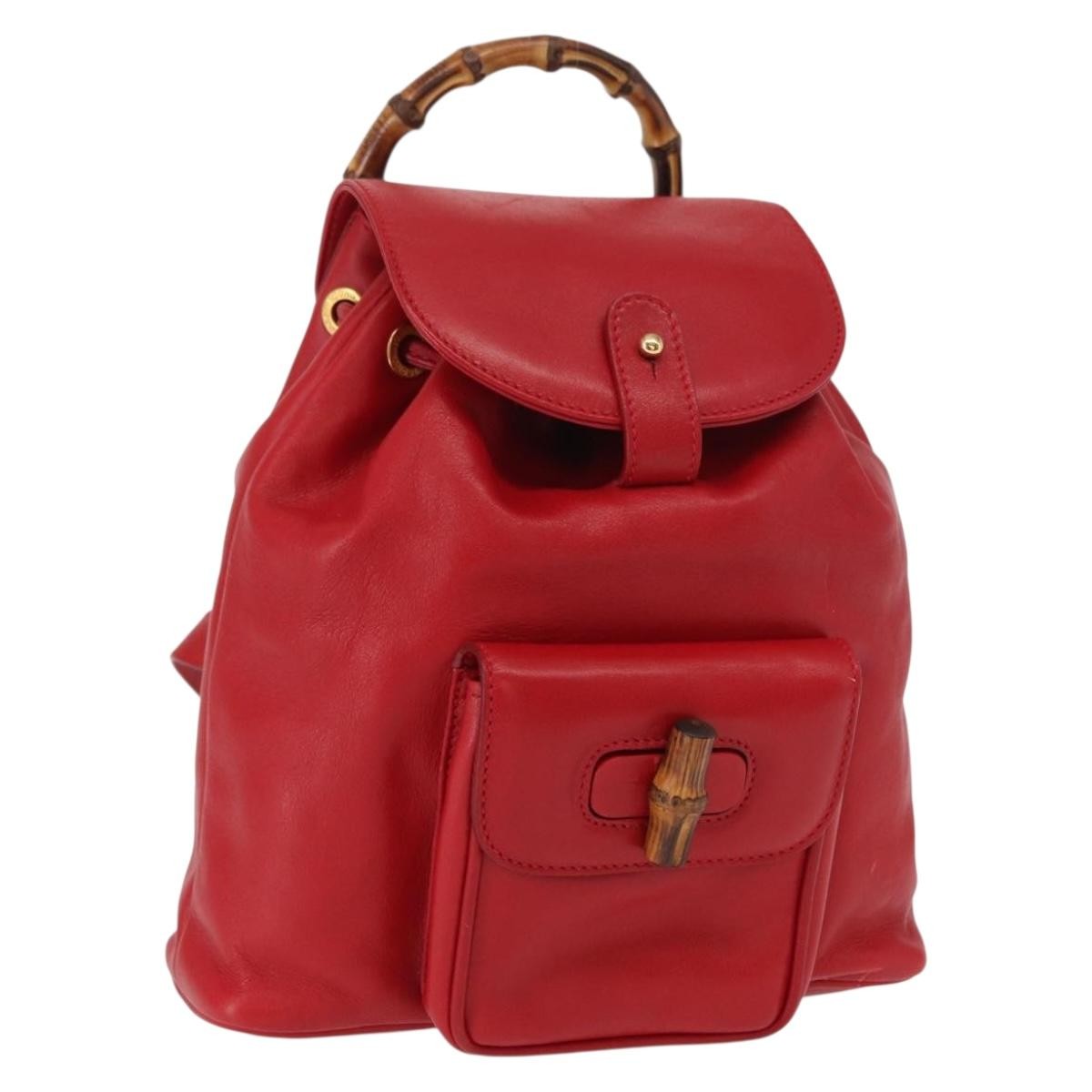 Gucci Vintage Bamboo Backpack Leather