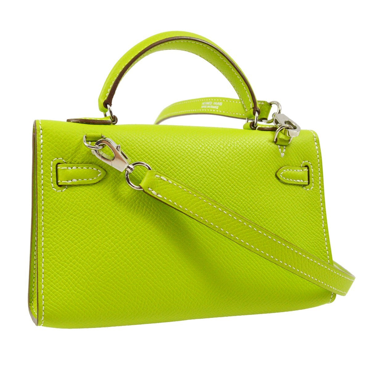 Hermes Kelly Mini II Bag Green Epsom with Palladium Hardware