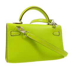 Hermes Kelly Mini II Bag Green Epsom with Palladium Hardware
