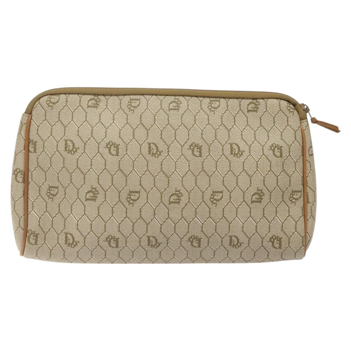 Christian Dior Vintage Honeycomb Zip Pouch Coated Canvas