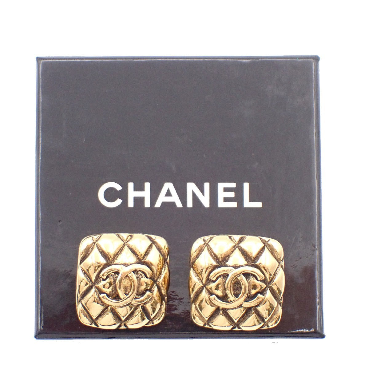 Chanel Square CC Symbols Clip-On Earrings Metal