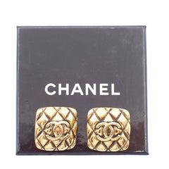 Chanel Square CC Symbols Clip-On Earrings Metal