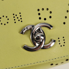 Chanel Logo Eyelets Flap Bag Perforated Calfskin