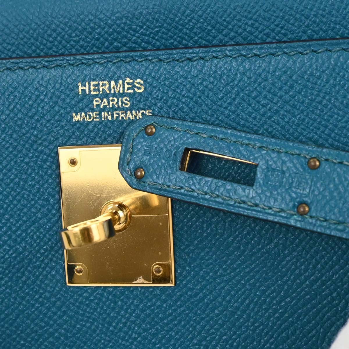 Hermes Kelly Handbag Blue Epsom with Gold Hardware
