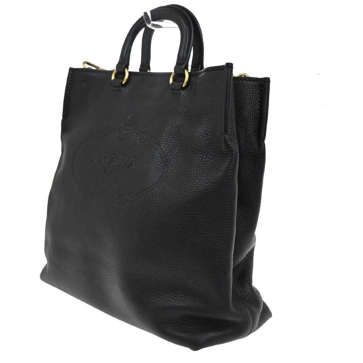 Prada Embossed Logo Convertible Open Tote Vitello Daino