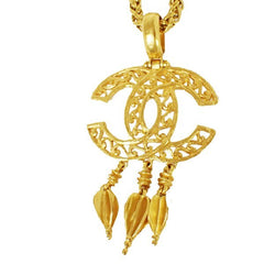 Chanel Vintage CC Pendant Long Necklace Metal
