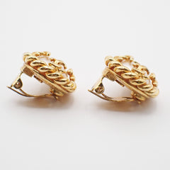 Chanel Vintage Round Clip-On Earrings Metal with Faux Pearl