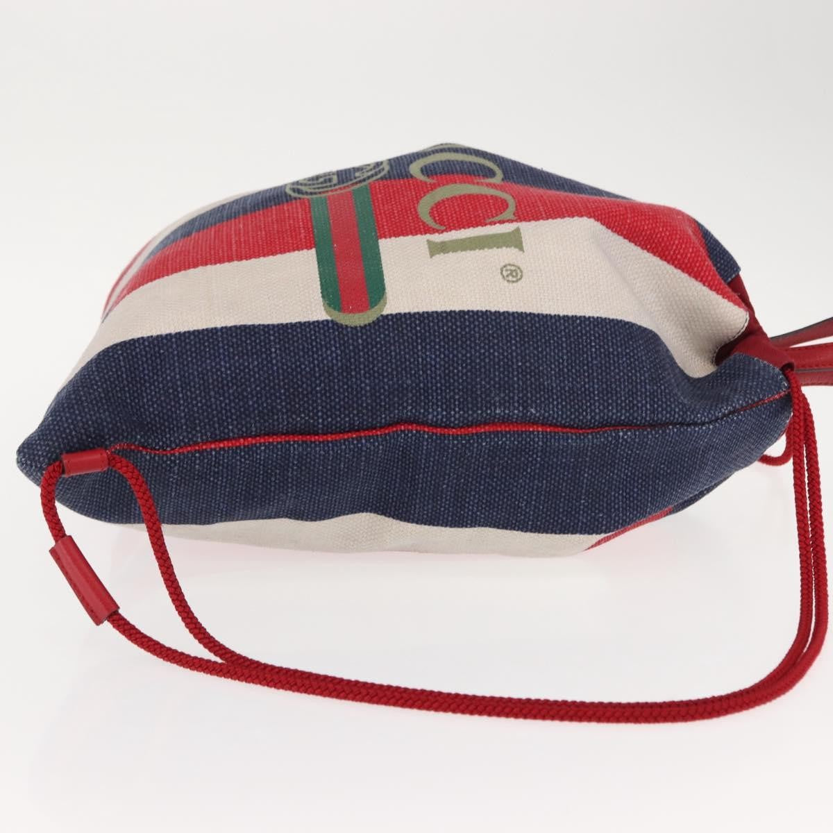 Gucci Logo Drawstring Backpack Striped Canvas