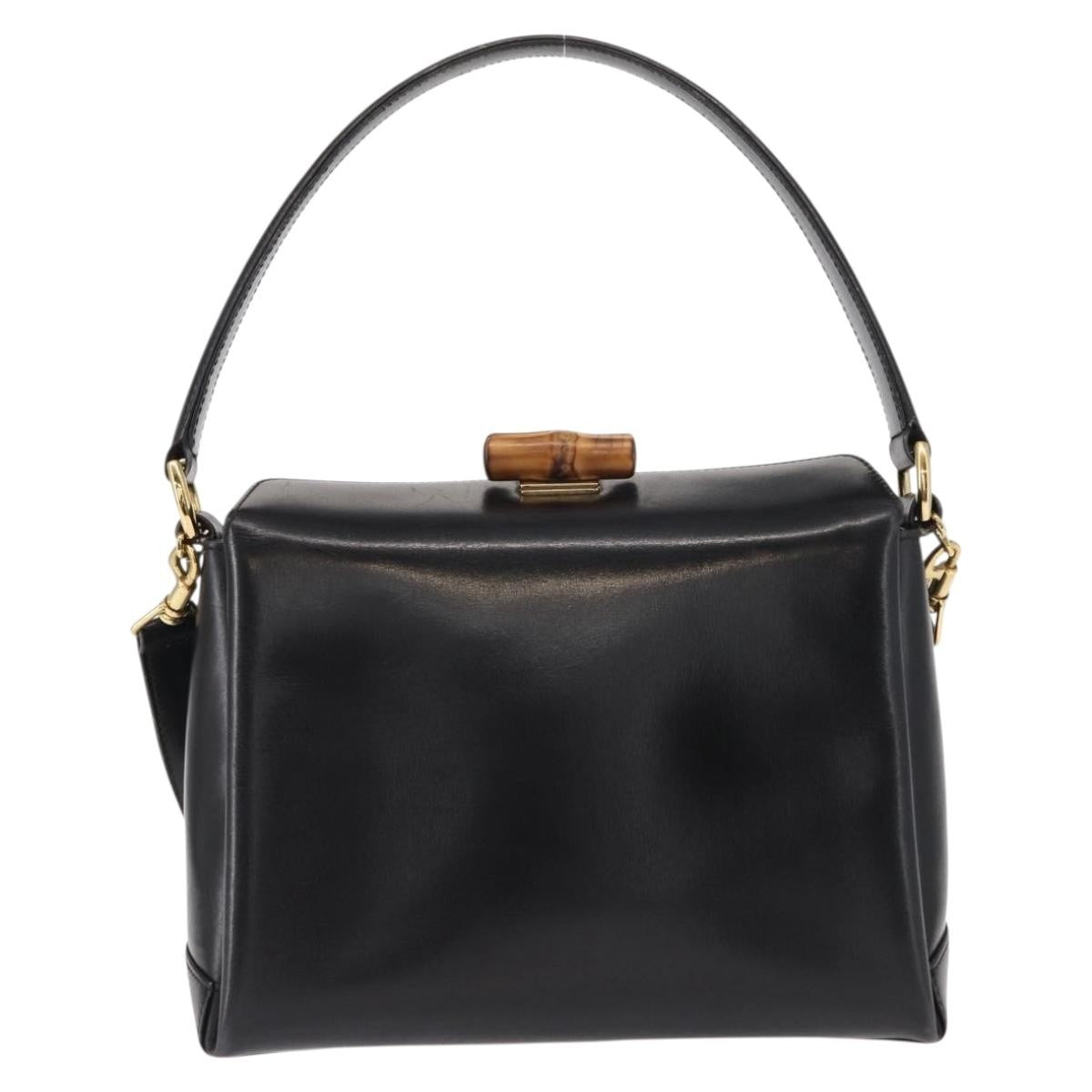 Gucci Vintage Convertible Bamboo Box Crossbody Bag Leather