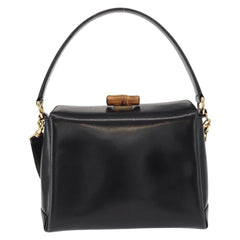 Gucci Vintage Convertible Bamboo Box Crossbody Bag Leather