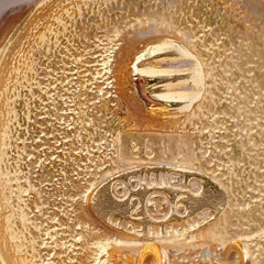 Chanel Vintage Round Clip-On Earrings Metal with Faux Pearl