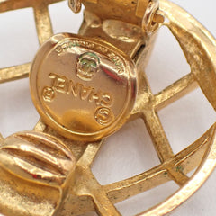 Chanel Vintage CC Round Button Clip-On Earrings Metal