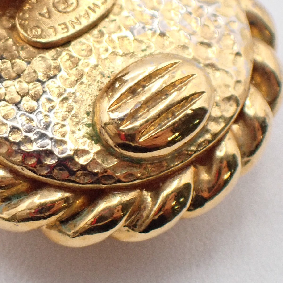 Chanel Vintage Round Clip-On Earrings Metal with Faux Pearl