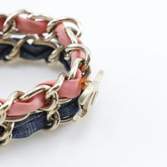 Chanel Coco mark chain 2 bracelet Metal and denim