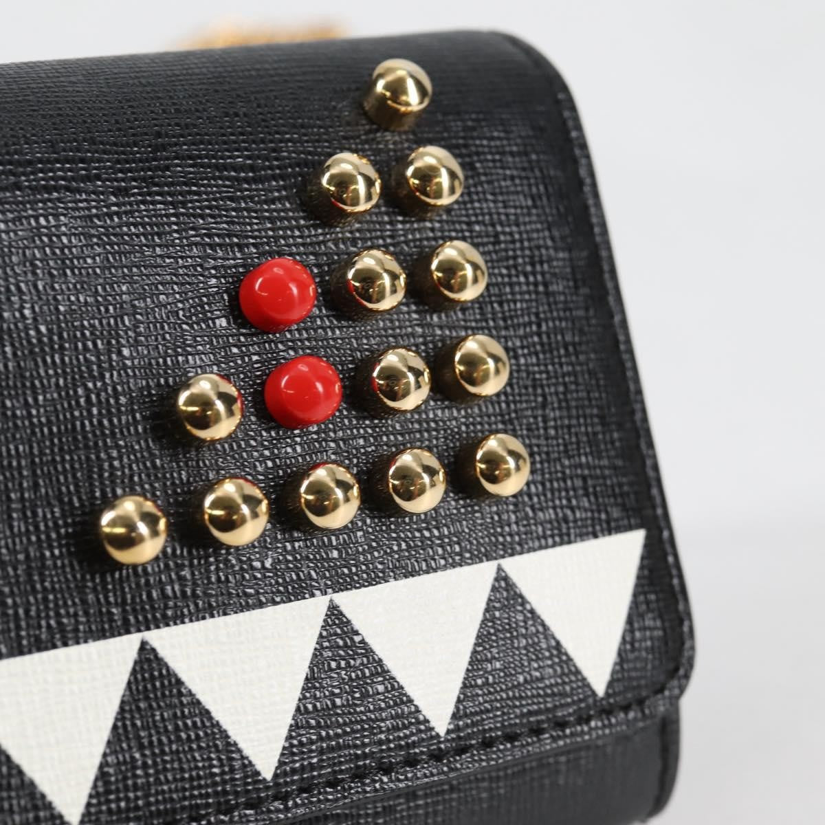 Fendi Monster Wallet on Chain Studded Leather