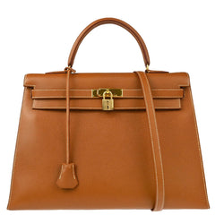 Hermes Kelly Handbag Brown Courchevel with Gold Hardware